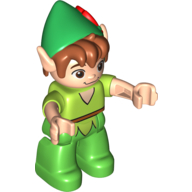 Duplo Figure with Bright Green Hat and Legs, and Light Nougat Face and Arms (Peter Pan)