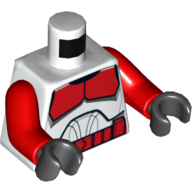 Torso Armor Clone Trooper with Red Shock Trooper Markings Print, Red Arms, Black Hands