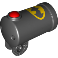 Duplo Cannon, Shooting with Axle Hole and Red Firing Button, with Batman Logo Print