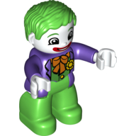 Duplo Figure with Parted Wavy Hair Bright Green, with White Face - Joker