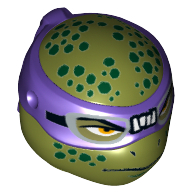Minifig Head Special, Ninja Turtle with Dark Purple Mask and Dark Green Spots Print (Donatello)