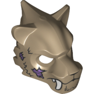 Mask Tiger with Fur, White Fangs, Copper Chain and Purple Sinew Patches Print