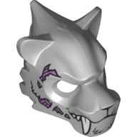 Mask Tiger with White Fangs, Fur, Purple Sinew Patches and Stitches Print