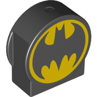 Duplo Brick 1 x 3 x 2 Round Top, Cut Away Sides with Batman Logo Print