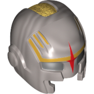 Helmet Space with Mouth Slit and with Black Eyeholes, Red Star and Gold Markings Print
