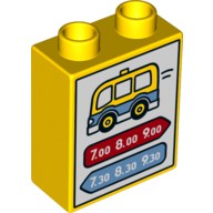 Duplo Brick 1 x 2 x 2 with Bottom Tube and Bus Schedule Print
