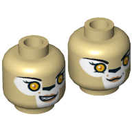 Minifig Head Li'Ella, Dual Sided, Lion Female with Orange Eyes and Black Nose, Neutral / Crooked Smile Print [Hollow Stud]