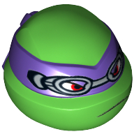Minifig Head Special, Ninja Turtle with Dark Purple Mask and Goggles Print (Donatello)