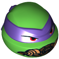 Minifig Head Special, Ninja Turtle with Dark Purple Mask and Breathing Apparatus Print (Donatello)