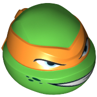 Minifig Head Special, Ninja Turtle with Orange Mask and Sneer Print (Michelangelo)