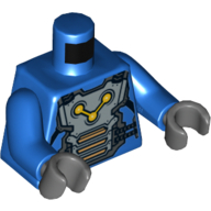 Torso Armor, Silver Chest Plate with Straps and Nova Corps Markings Print, Blue Arms, Dark Bluish Gray Hands
