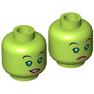 Minifig Head Hera Syndulla, Bright Green Eyes, Nougat Lips, Smile / Frown Print [Hollow Stud]