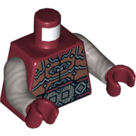 Torso Armor with Belt with Large Silver Buckle and Diamond Print, Flat Silver Arms, Dark Red Hands