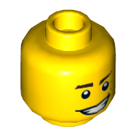 Minifig Head Dareth, Dark Brown Eyebrows, Crooked Smile and Laugh Lines Print [Hollow Stud]