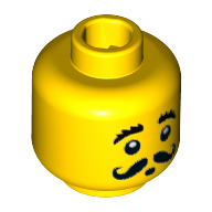 LEGO part Minifig Head, Moustache Curly, Bushy Eyebrows, Round Mouth Print