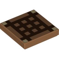 Tile 2 x 2 with Dark Brown Minecraft Grid Print (Crafting Table)