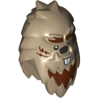 Minifig Head Special, Yeti with Shaggy Hair and Reddish Brown Fur and Beaver Teeth Print
