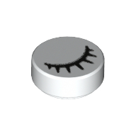 Image of part Tile Round 1 x 1 with Black Eye Closed with Eyelashes Print