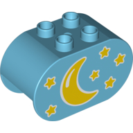 Duplo Brick 2 x 4 x 2 Rounded Ends with Stars and Moon Print