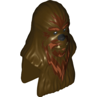 Minifig Head Special, Wookiee with Dark Orange Fur Print (Wullffwarro)