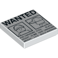 Tile 2 x 2 with 'WANTED' Minifig Front and Side Mugshots Poster Print