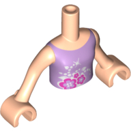 Minidoll Torso Girl with Medium Lavender Top, Magenta and White Flowers Print, Light Nougat Arms and Hands
