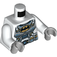 Torso Space Suit with Batman Logo, Four Hoses and Utility Belt Print, White Arms, Light Bluish Gray Hands