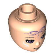 Minidoll Head with Medium Lavender Eyes and Elven Tattoo Print [Aira]
