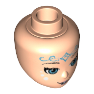 Minidoll Head with Medium Azure Eyes and Elven Tattoo Print [Naida]