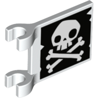 Flag 2 x 2 Square [Thick Clips] with Skull and Crossbones (Jolly Roger) without Lower Jaw Print