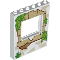 Panel 1 x 6 x 6 with Window with Tan Bricks, Grass and Leaves Print
