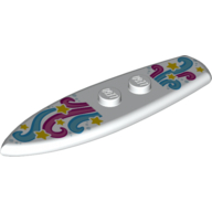 Sports Surfboard Standard with Pink and Medium Azure Swirls and Yellow Stars Print