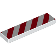 Tile 1 x 4 with Red and White Danger Stripes Red Print