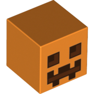 Minifig Head Special, Cube with Minecraft Pumpkin Jack O' Lantern Print