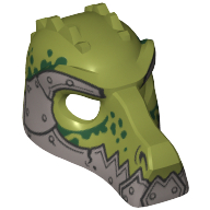 Mask Crocodile with Metallic Silver Lower Jaw and Armor with Rivets and Dark Green Spots Print (Chima)