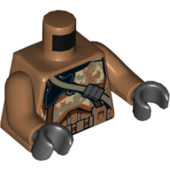 Torso Armor, Clone Trooper, Camouflage with Dark Tan Diagonal Belt Print, Medium Nougat Arms, Black Hands