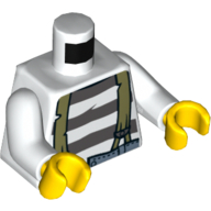 Torso Prison Shirt with Dark Bluish Gray Stripes and Suspenders Print, White Arms, Yellow Hands