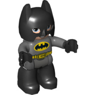 Duplo Figure Batman with Mask / Cowl Black, with Batman Logo Print