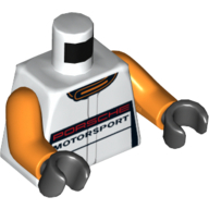 Torso Racing Jacket with 'PORSCHE MOTORSPORT' with Orange Collar Print, Orange Arms, Black Hands