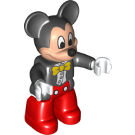 Duplo Figure Mickey Mouse with Black Jacket and Yellow Bow Tie - Red Trousers