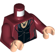 Torso Jacket over Black Top with Necklace Print (Scarlet Witch), Dark Red Arms, Light Nougat Hands