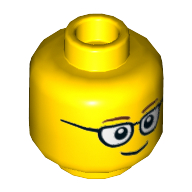 Minifig Head, Glasses with Brown Thin Eyebrows, Smile Print [Hollow Stud]