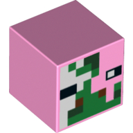 Minifig Head Special, Cube with Minecraft Zombie Pigman Face Print
