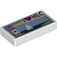 Tile 1 x 2 with Lighthouse, Sailboat and 'I Heart HLC' Print