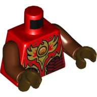Torso Armor with Dark Red Plates, Gold Fire Emblem with Orange Orb (CHI) Print, Reddish Brown Arms, Dark Brown Hands