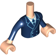 Minidoll Torso Boy with Light Nougat Arms and Hands with Dark Blue Long Sleeves and Jacket and Tie with White Shirt Print