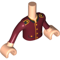 Minidoll Torso Boy with Light Nougat Arms and Hands with Dark Red Bellboy Jacket and Long Sleeves Print