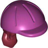 Hair and Helmet, Long with Ponytail and Magenta Riding Helmet Print