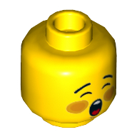 Minifig Head, Rosy Cheeks, Open Mouth, Screaming/Singing, Closed Eyes [Hollow Stud]