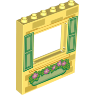 Panel 1 x 6 x 6 with Window with Yellowish Green Shutters and Flower Box Print